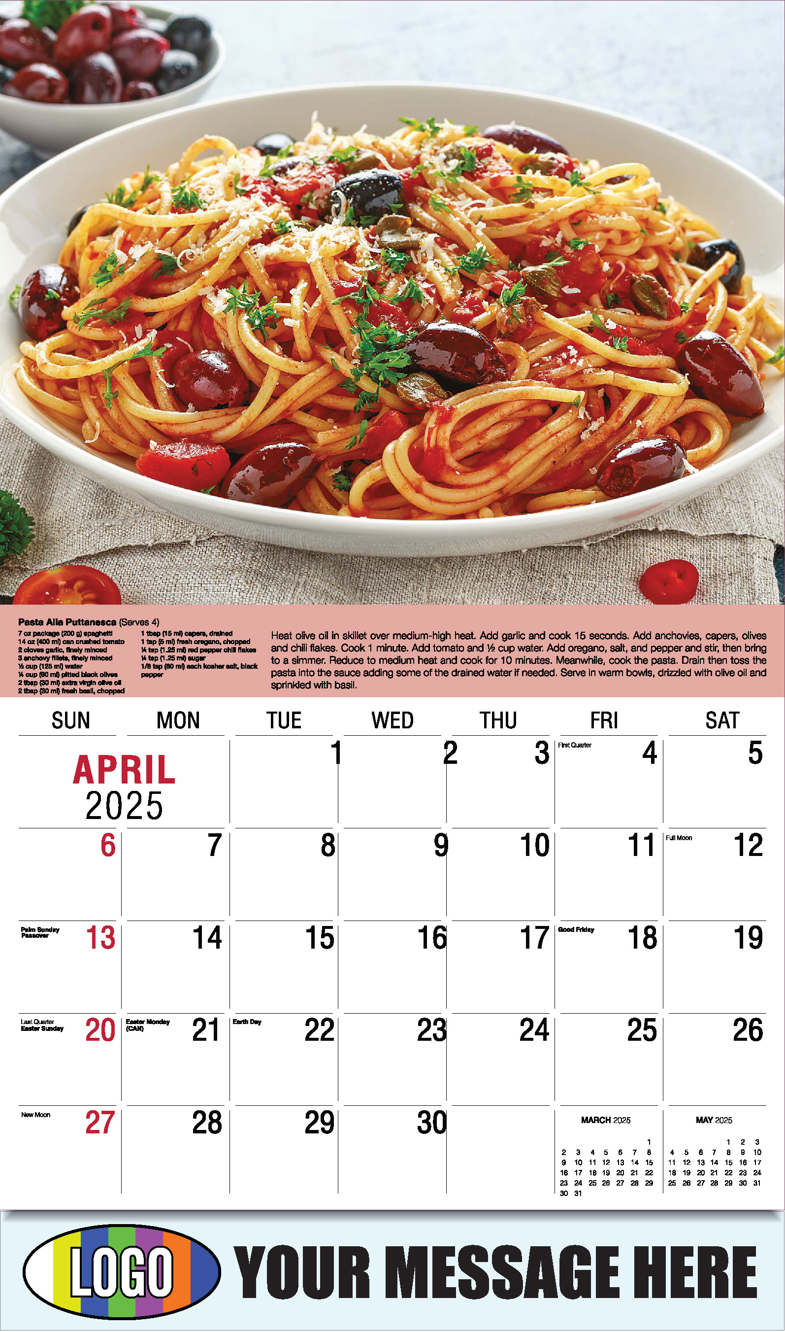 Recipes 2025 Business Promotional Calendar - April