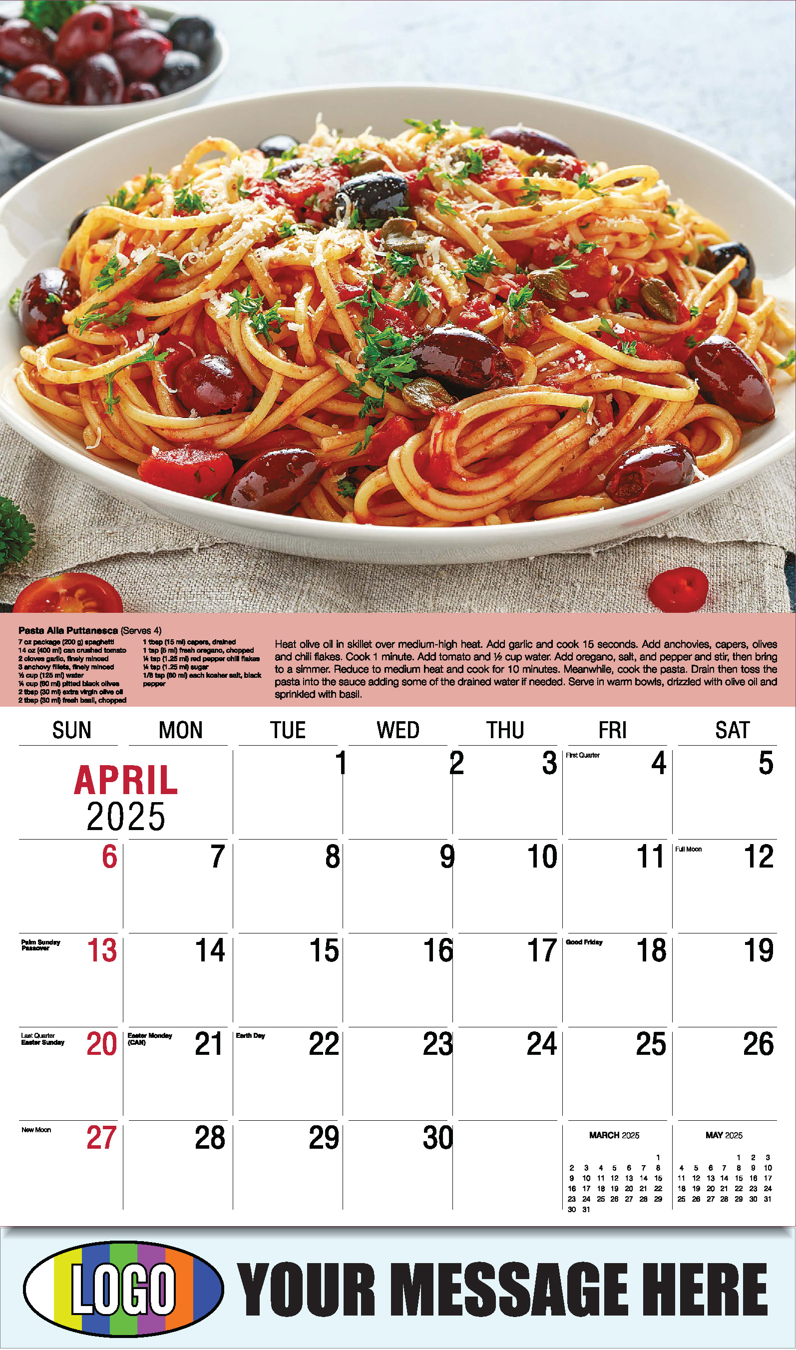 2025 Recipes Promotional Calendar Business Advertising low as 65¢