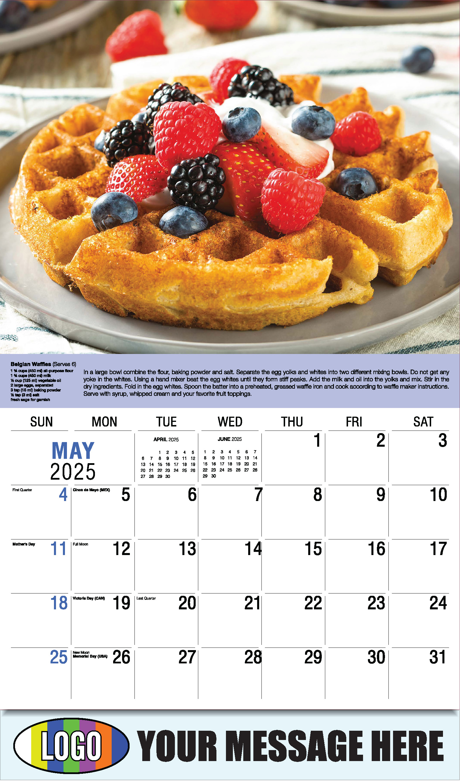 Recipes 2025 Business Promotional Calendar - May