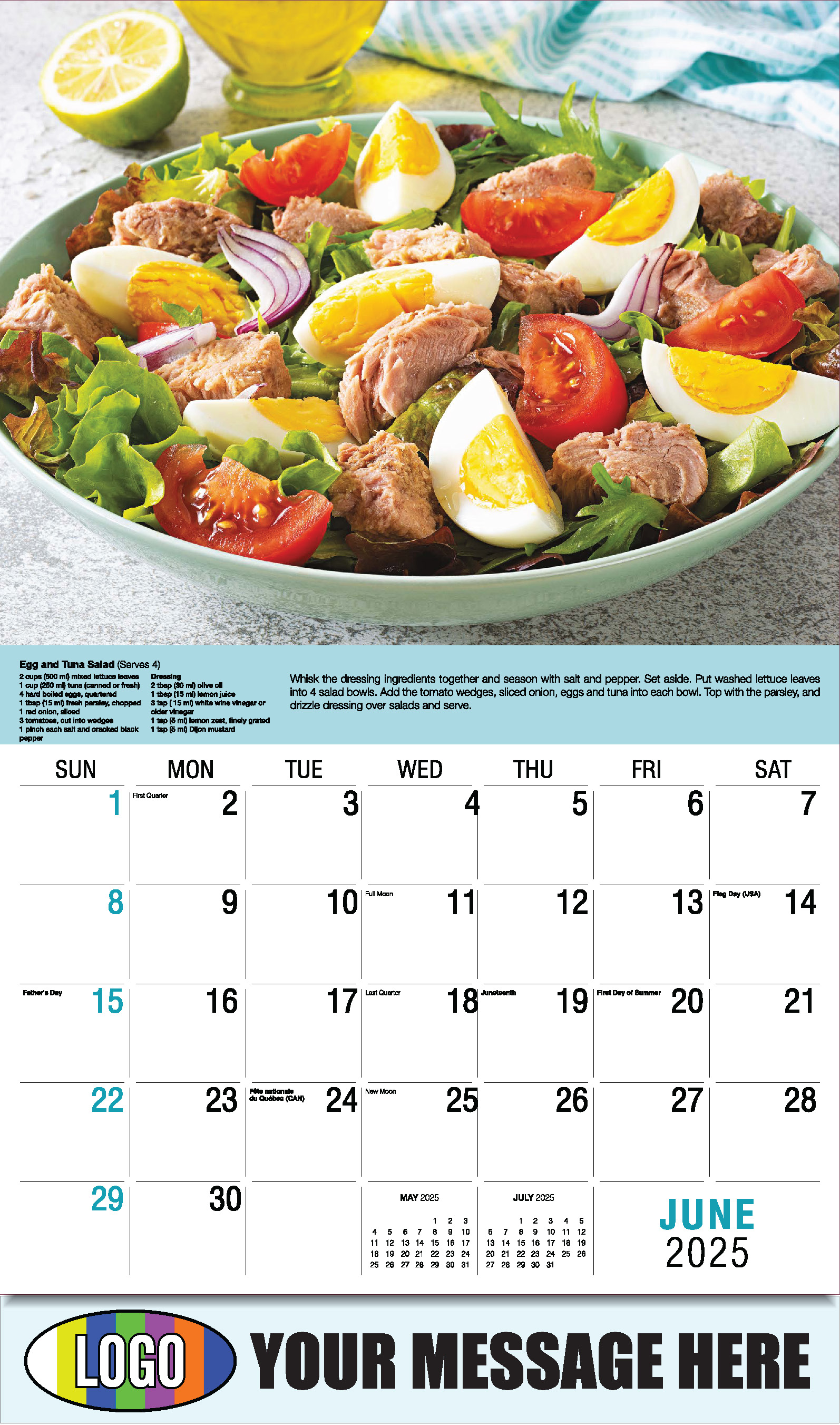 Recipes 2025 Business Promotional Calendar - June