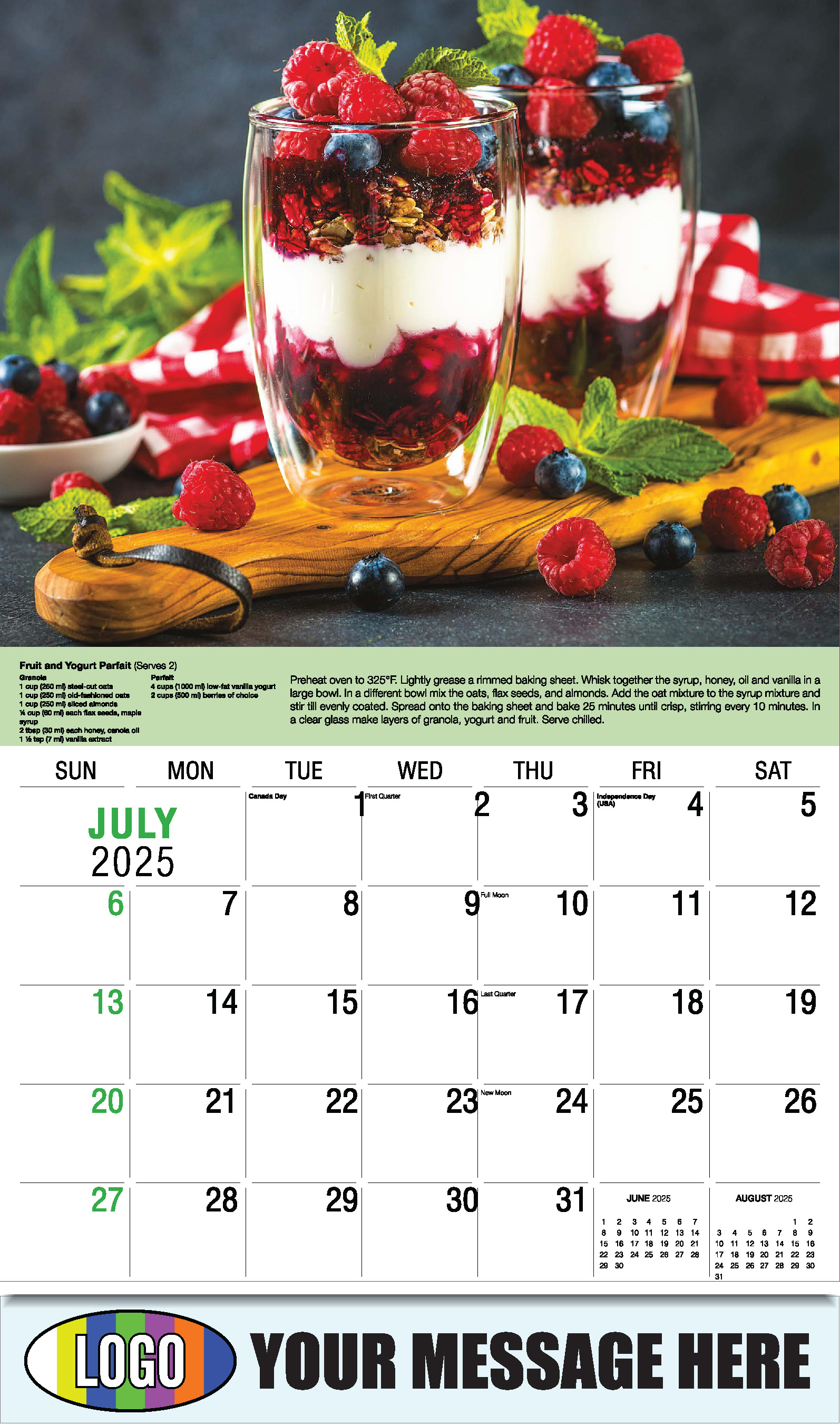 Recipes 2025 Business Promotional Calendar - July