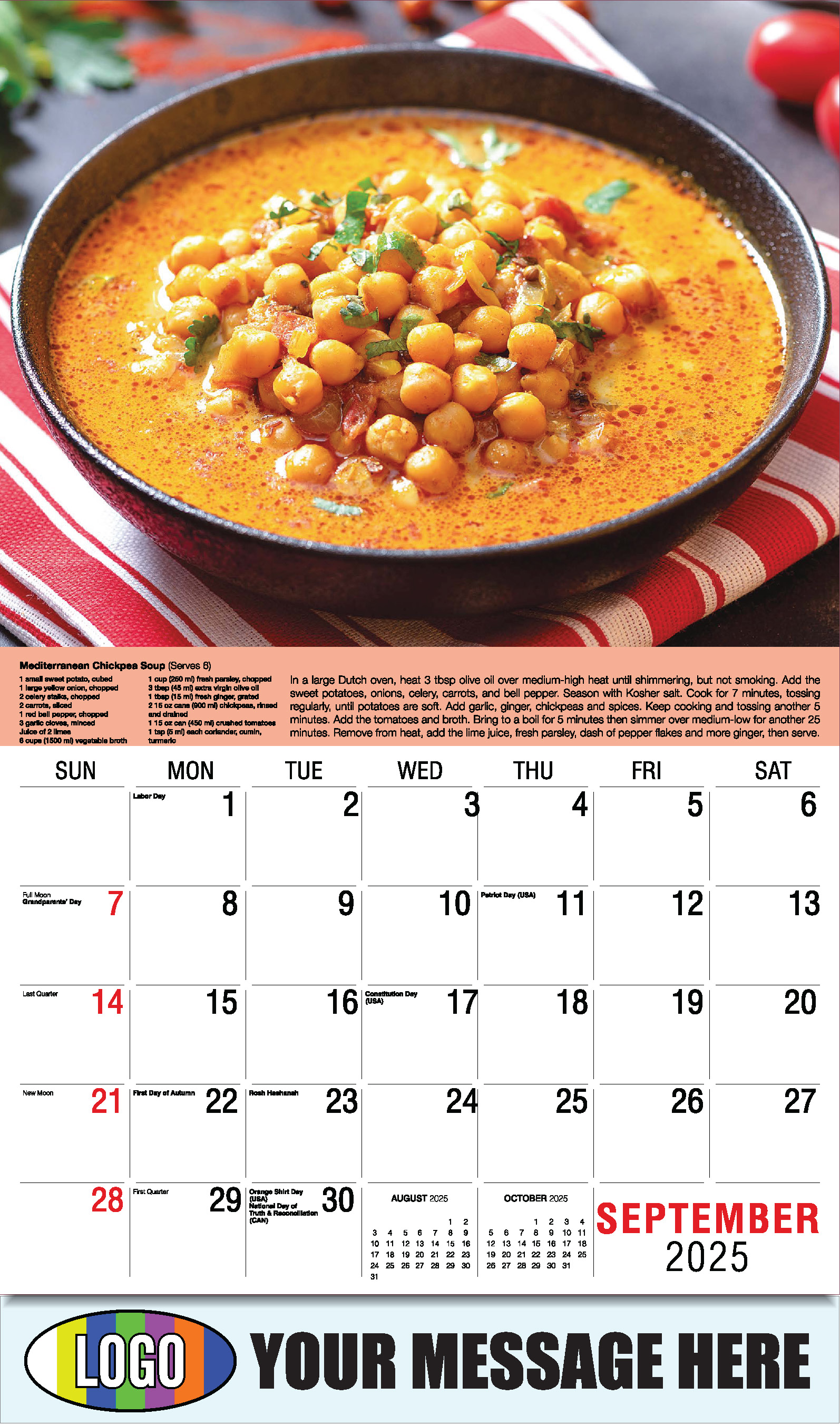 Recipes 2025 Business Promotional Calendar - September