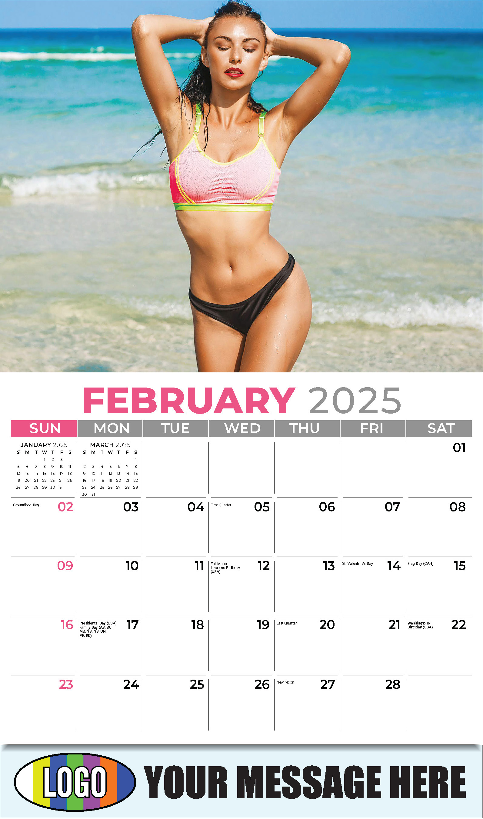 Swimsuits 2025 Business Promotional Wall Calendar - February