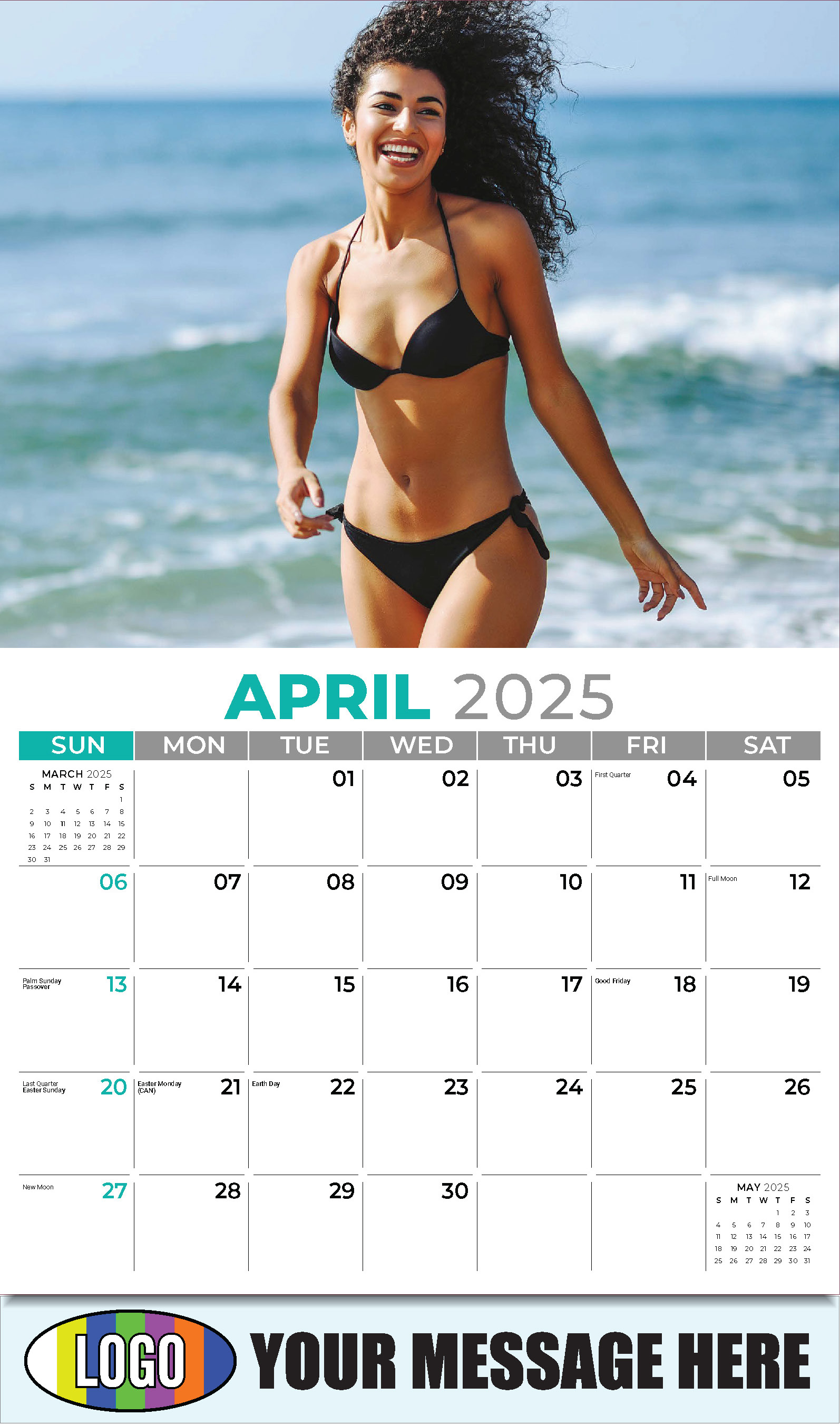 Swimsuits 2025 Business Promotional Wall Calendar - April