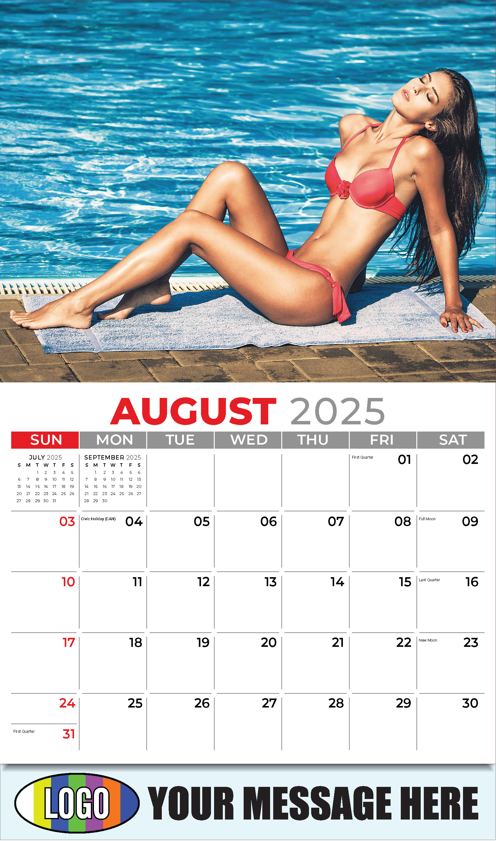 Swimsuits 2025 Business Promotional Wall Calendar - August