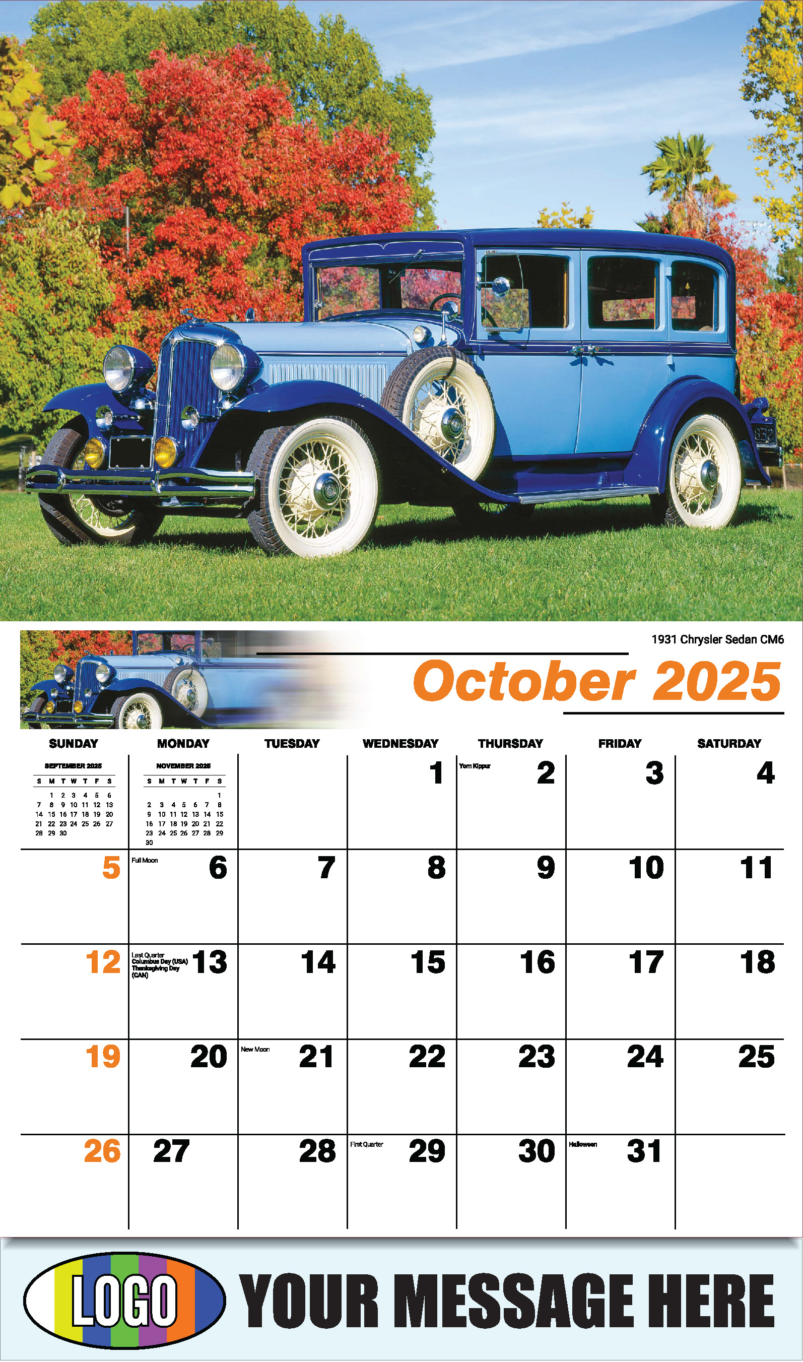 2025 Promotional Calendar Classic Cars low as 65¢