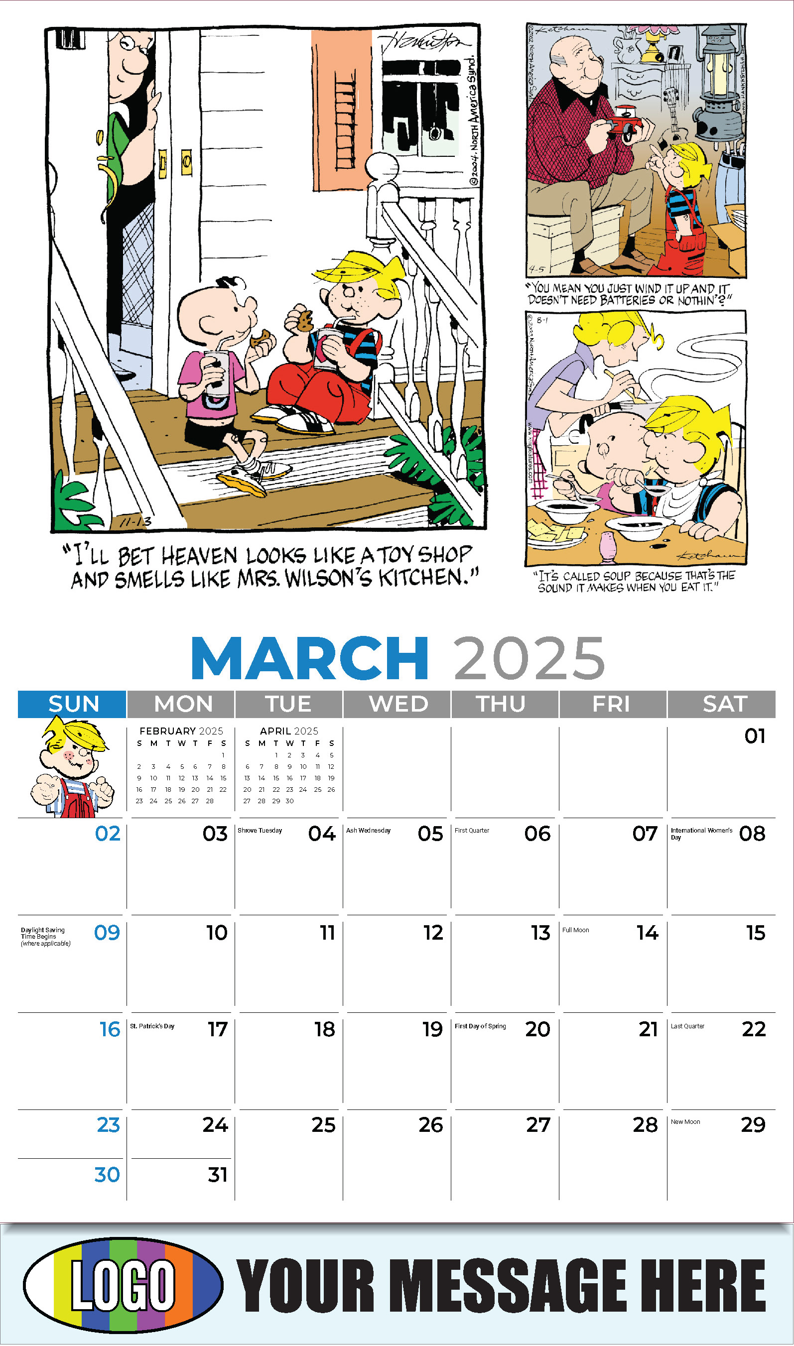 2025 Wall Calendar Dennis the Menace Art Business Advertising low