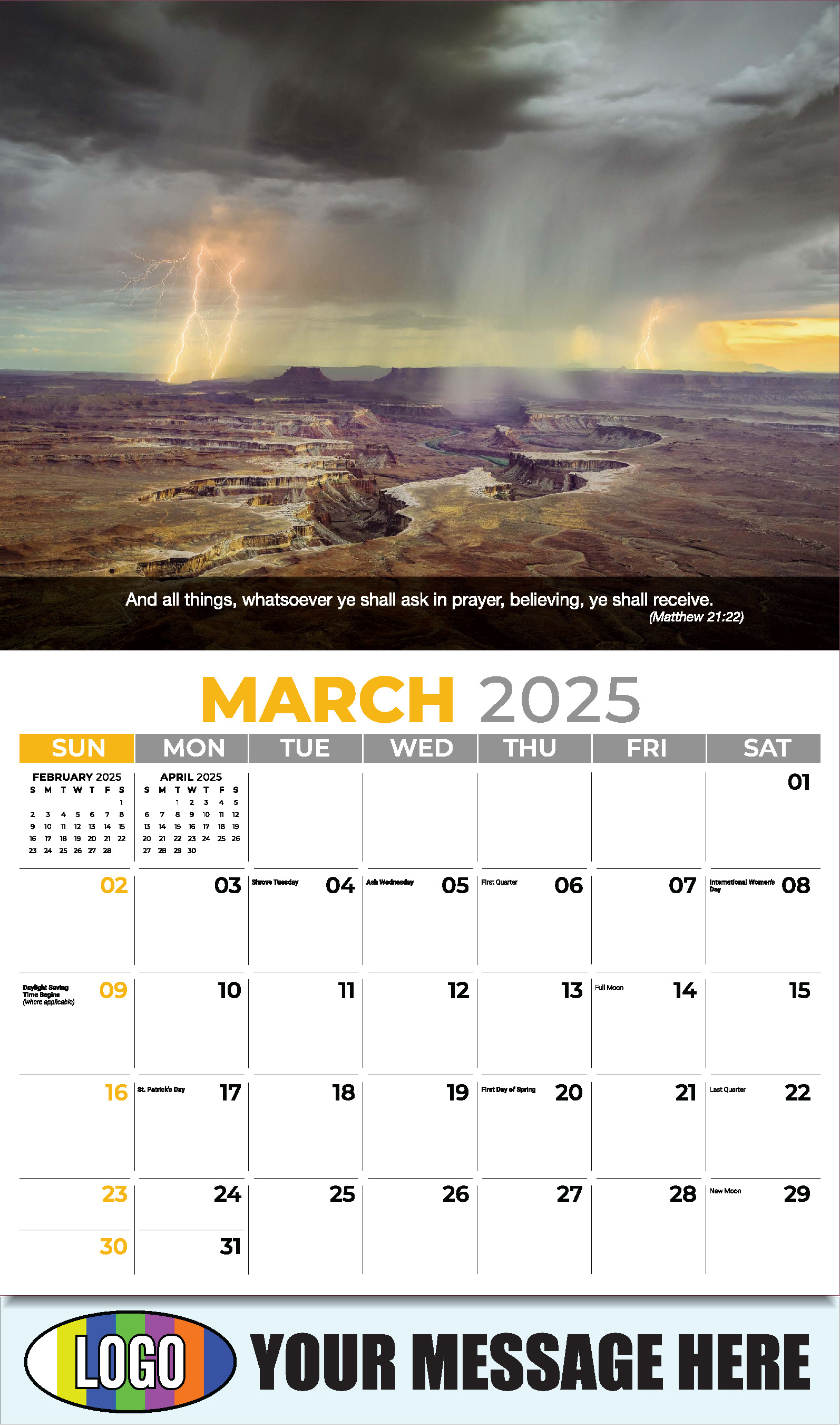 2025 Promotional Calendar Christian Faith 65¢ Church Fund Raising