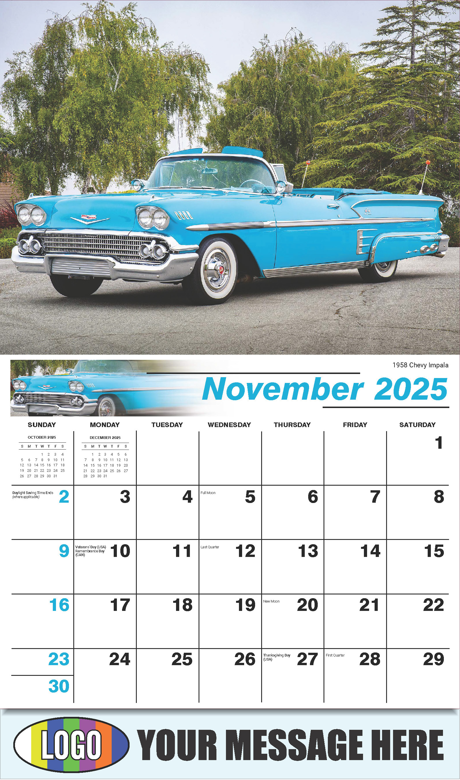 2025 Business Promo Calendar Vintage GM Car Calendar low as 65¢