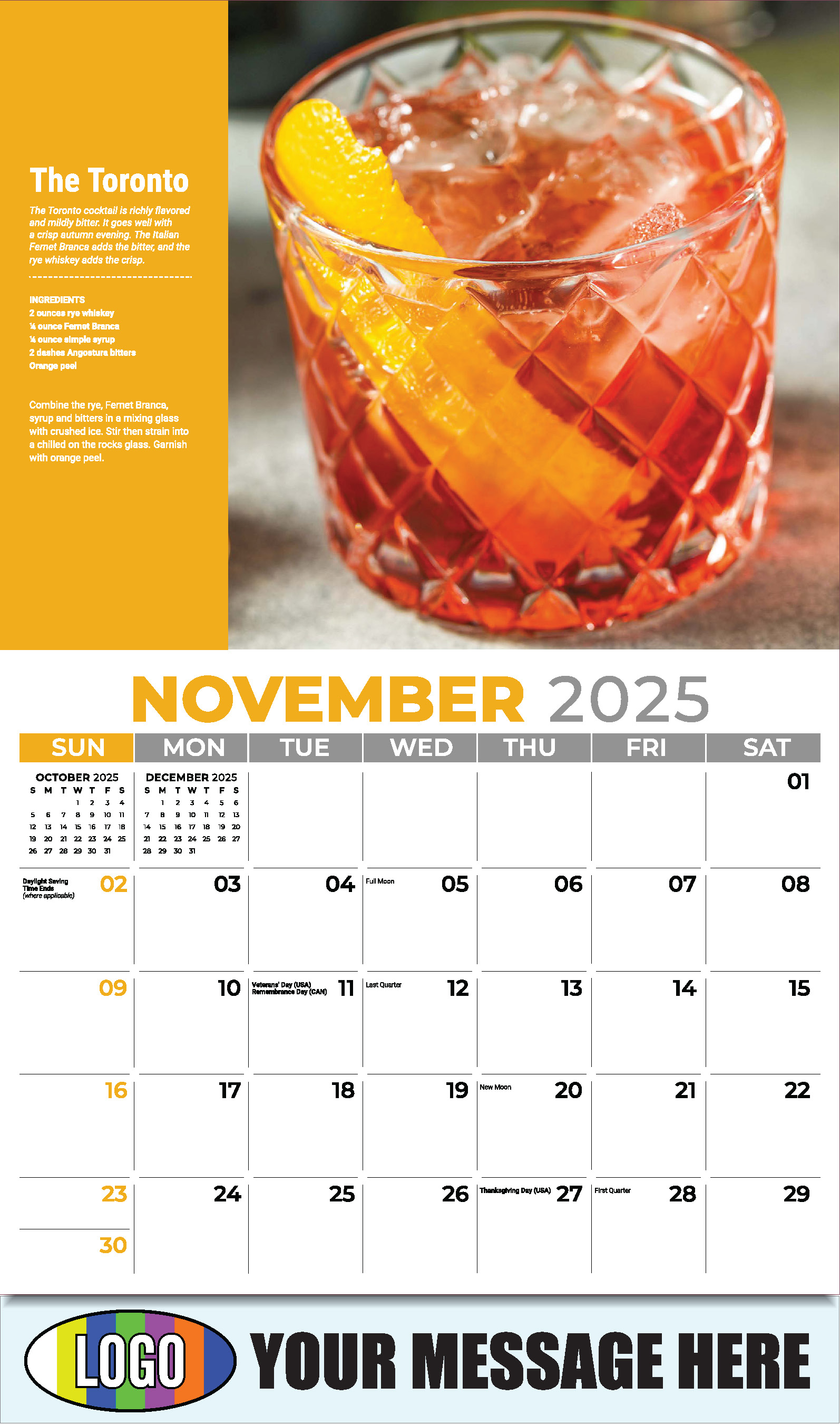 2025 Promotional Wall Calendar Happy Hour Cocktails low as 65¢