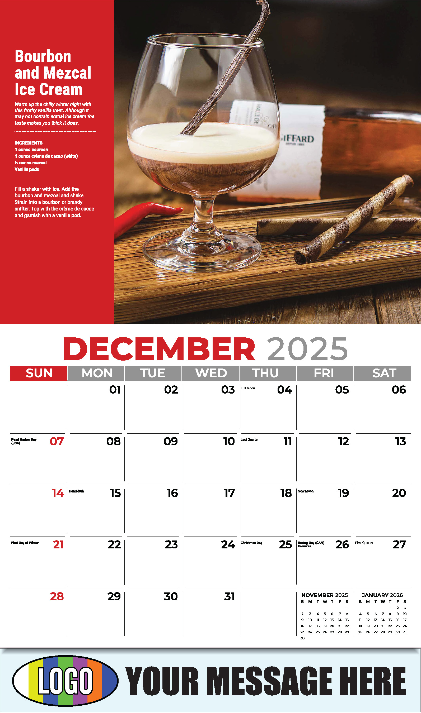 2025 Promotional Wall Calendar Happy Hour Cocktails low as 65¢