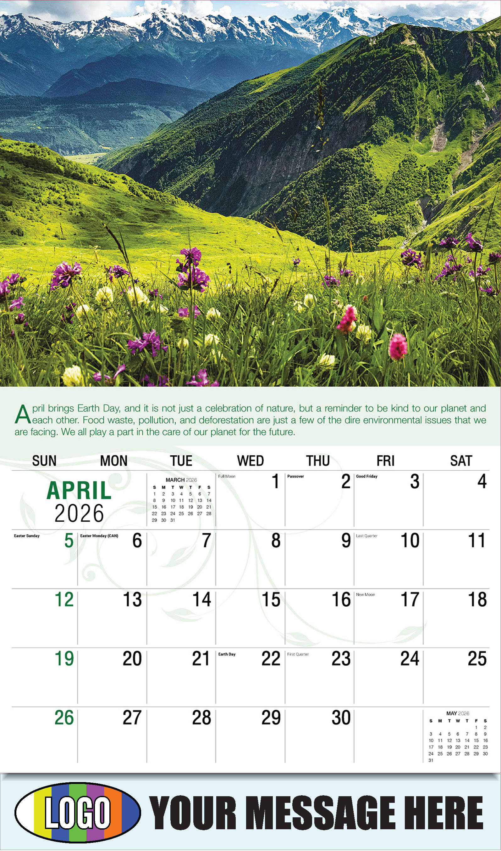 2026 Business Advertising Calendar - Go Green - April