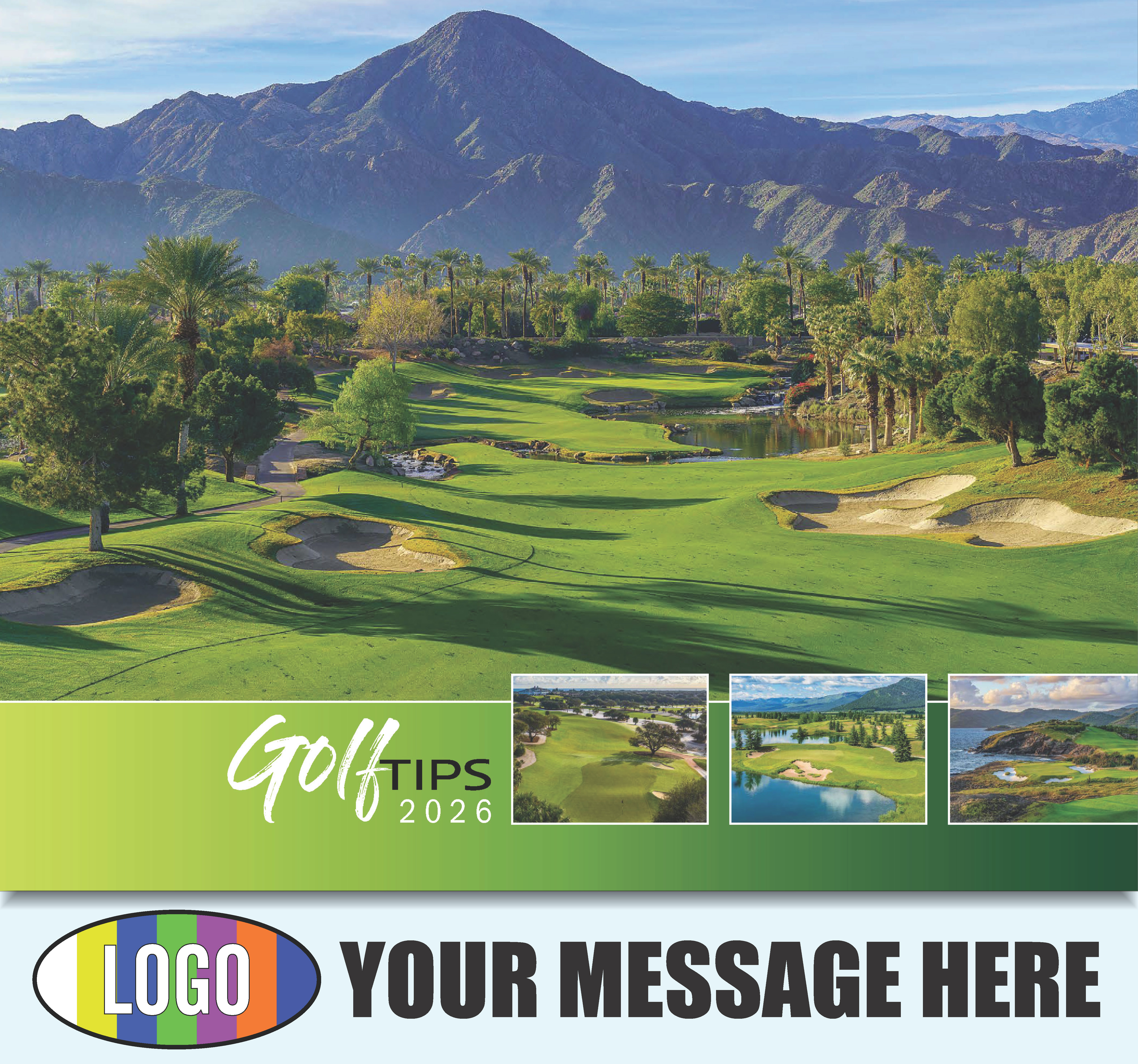 2026 Business Promotional Calendar - Golf Tips - Printed with your Logo, Name and message