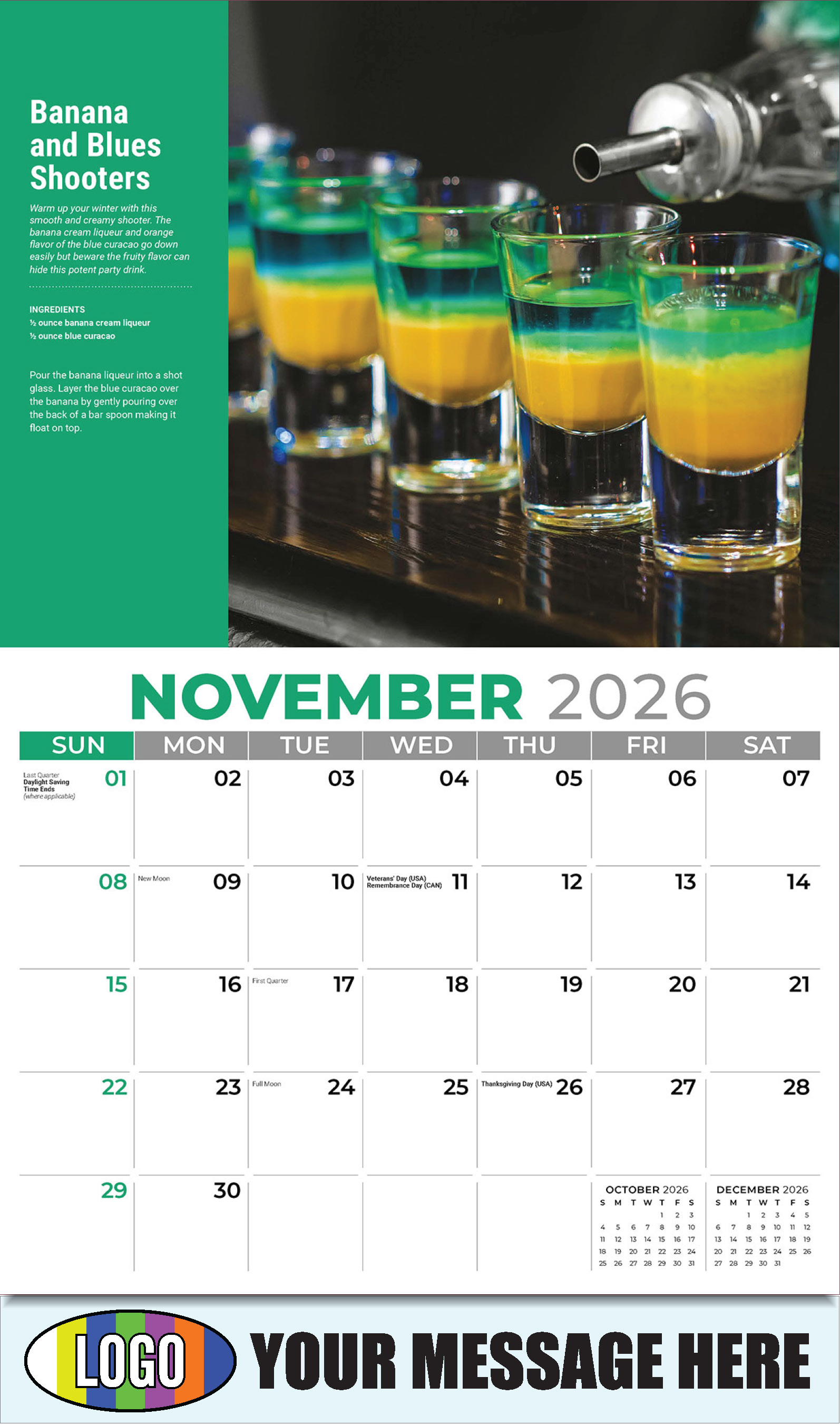 2026 Business Promotion Calendar - Banana and Blues Shooters - November