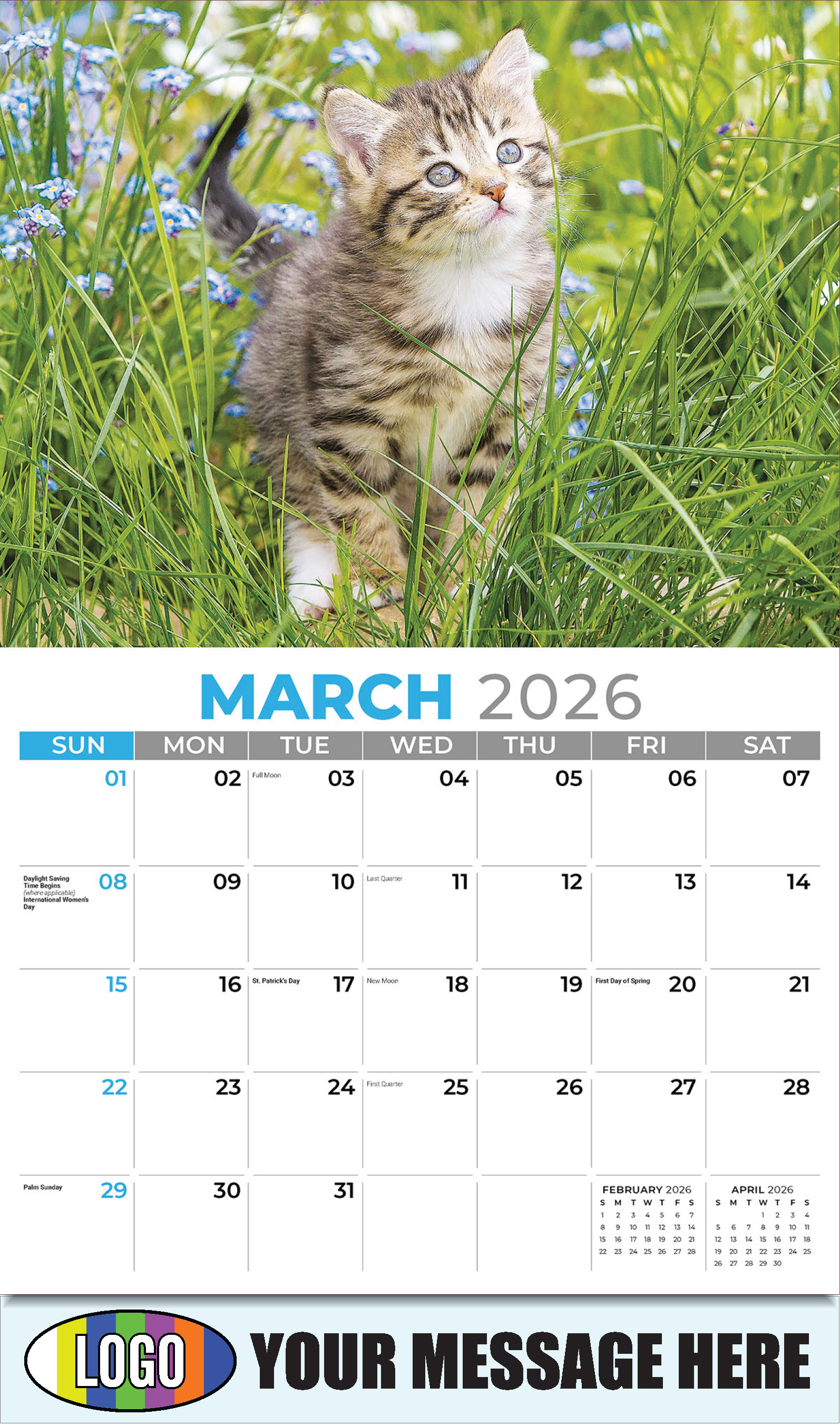 2026 Business Promotional Calendar - Kittens - March