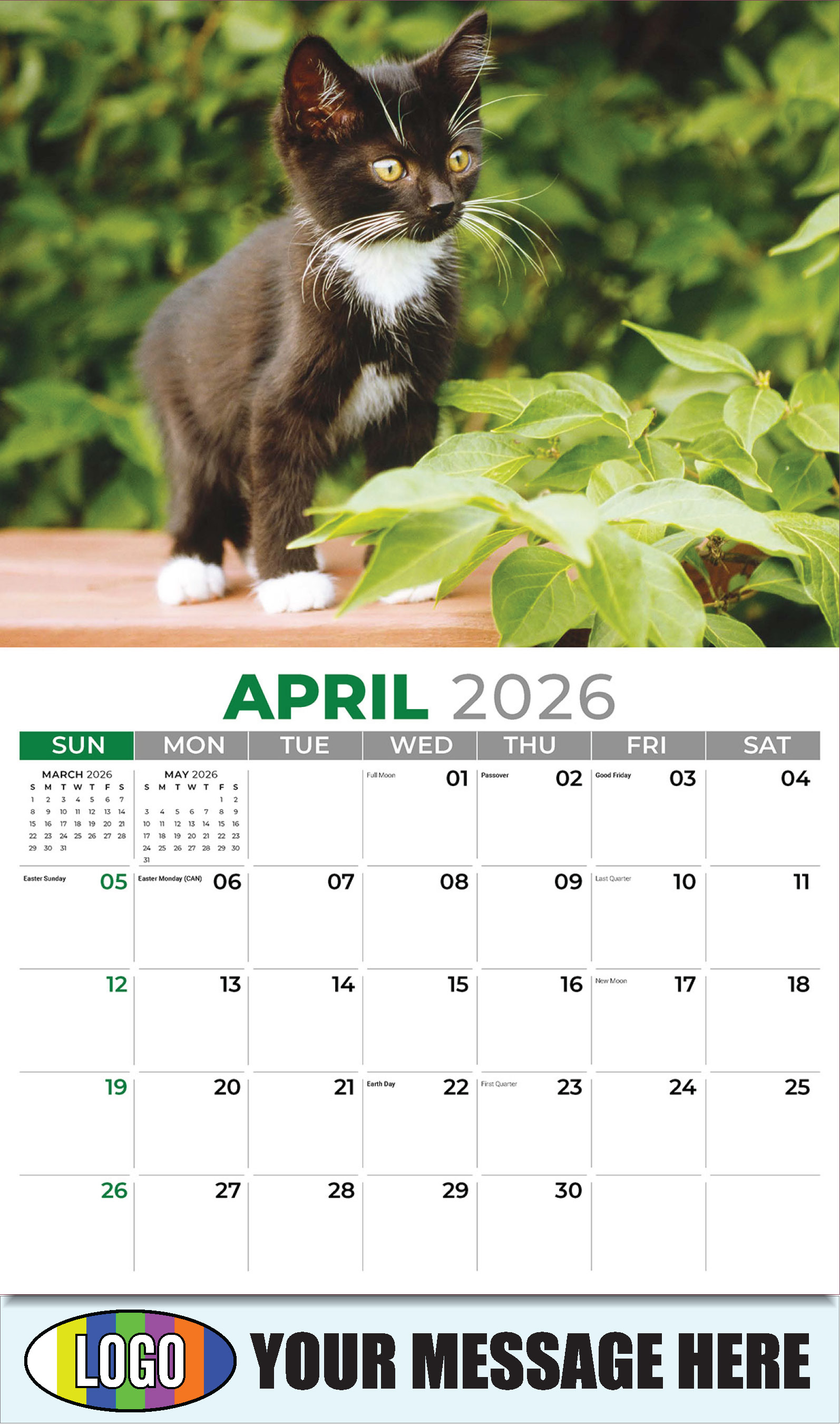 2026 Business Advertising Calendar - Kittens - April