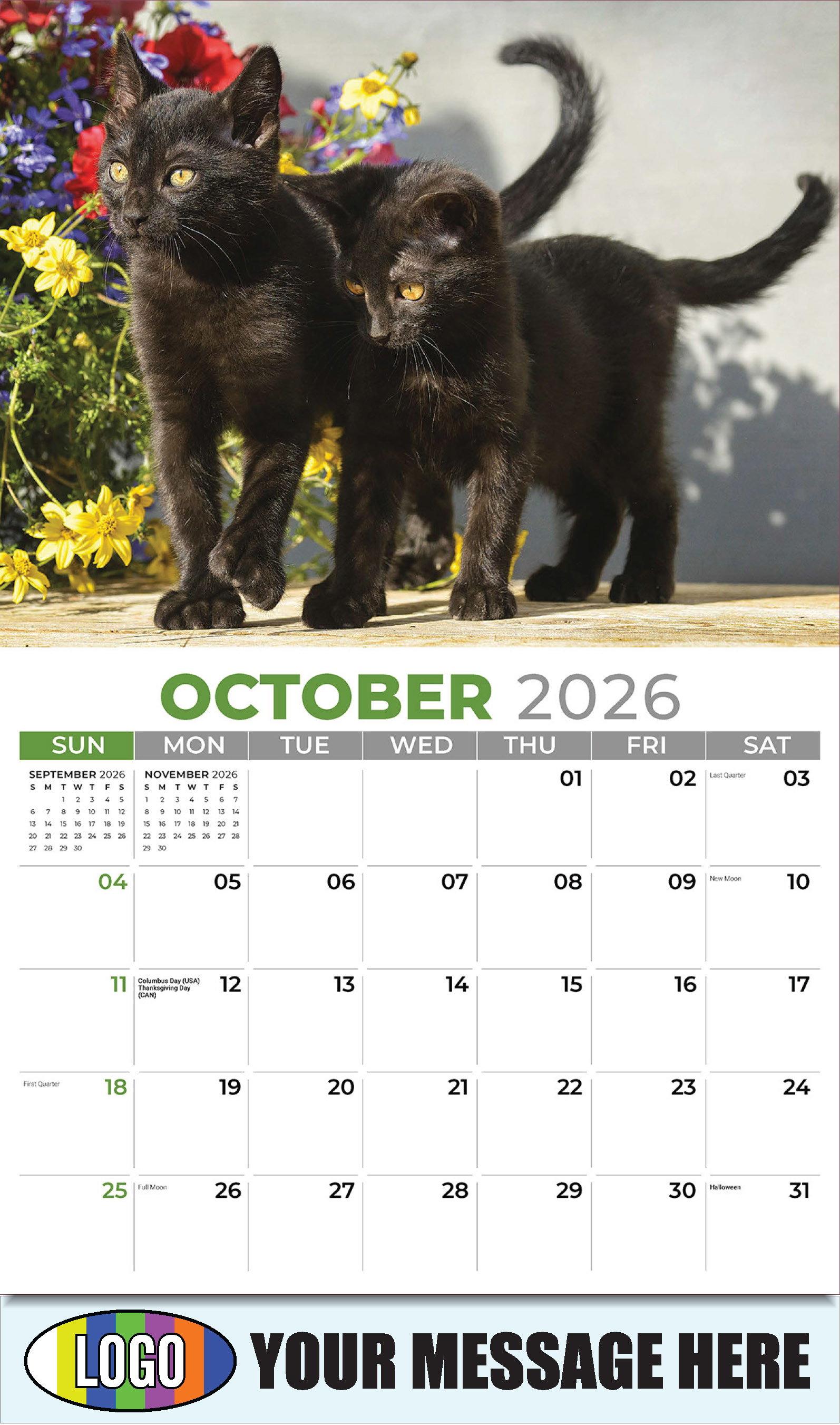 2026 Business Promotion Calendar - Kittens - October