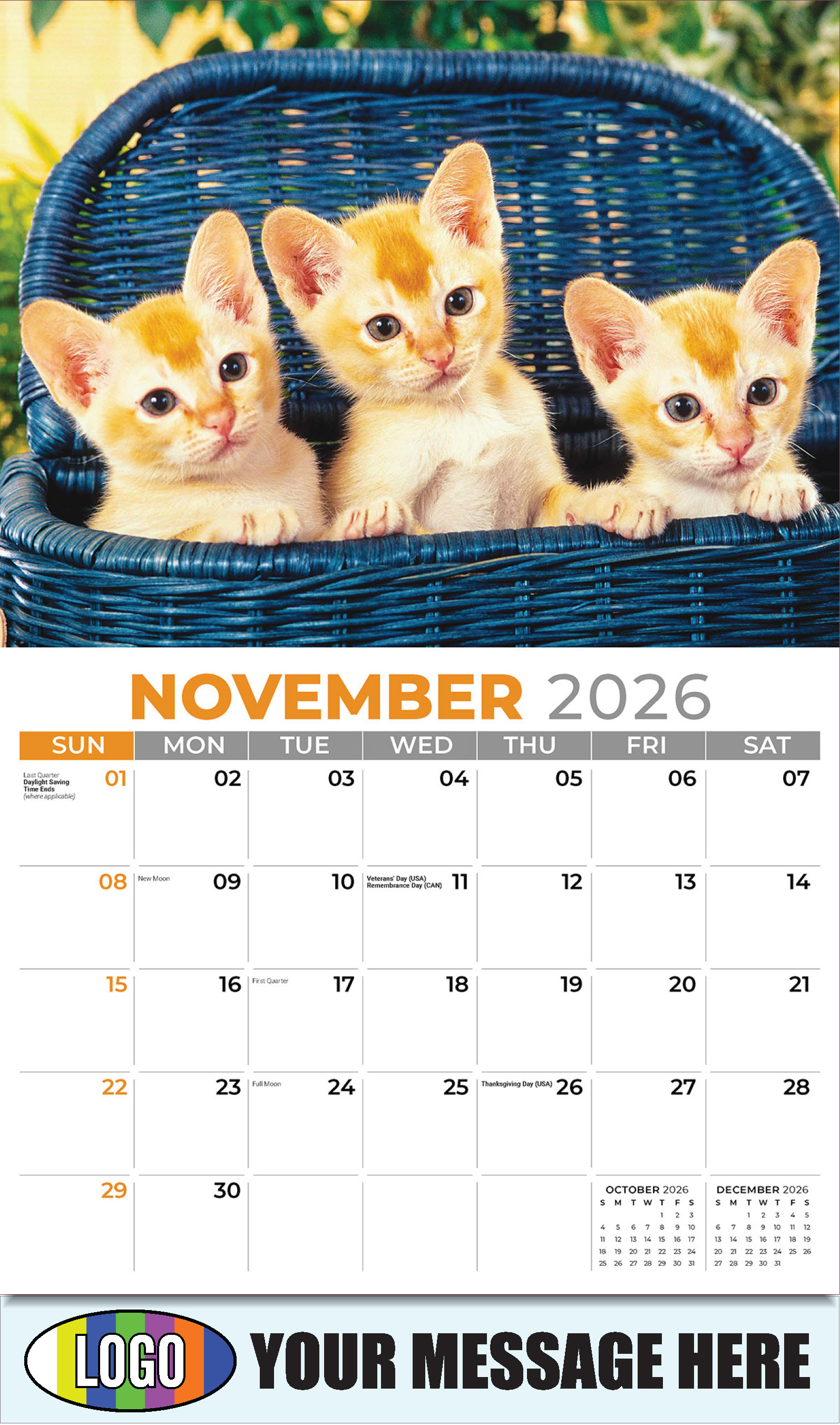 2026 Business Promotion Calendar - Kittens - November