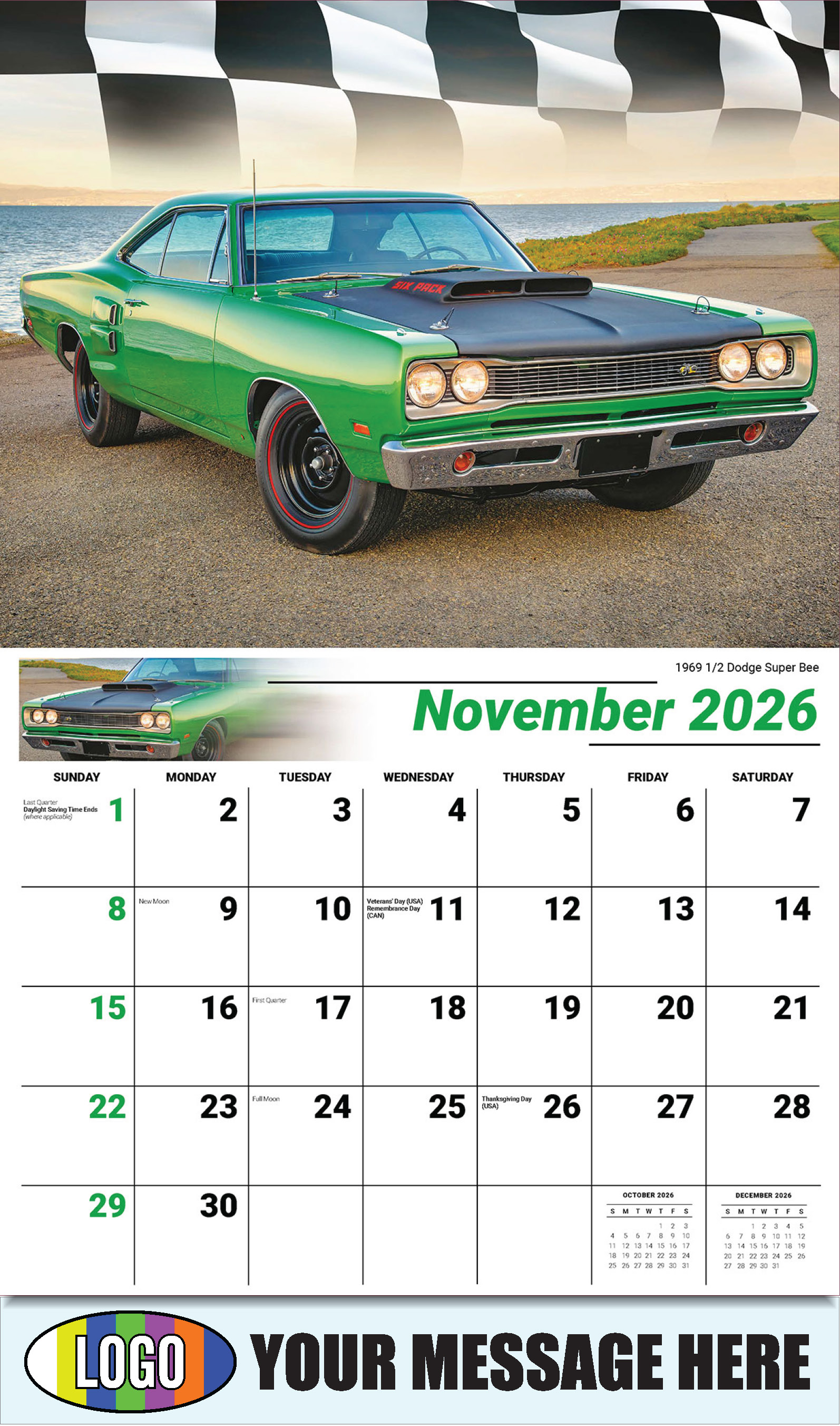 2026 Business Promotion Calendar - Road Warriors - 1969 1/2 Dodge Super Bee - November