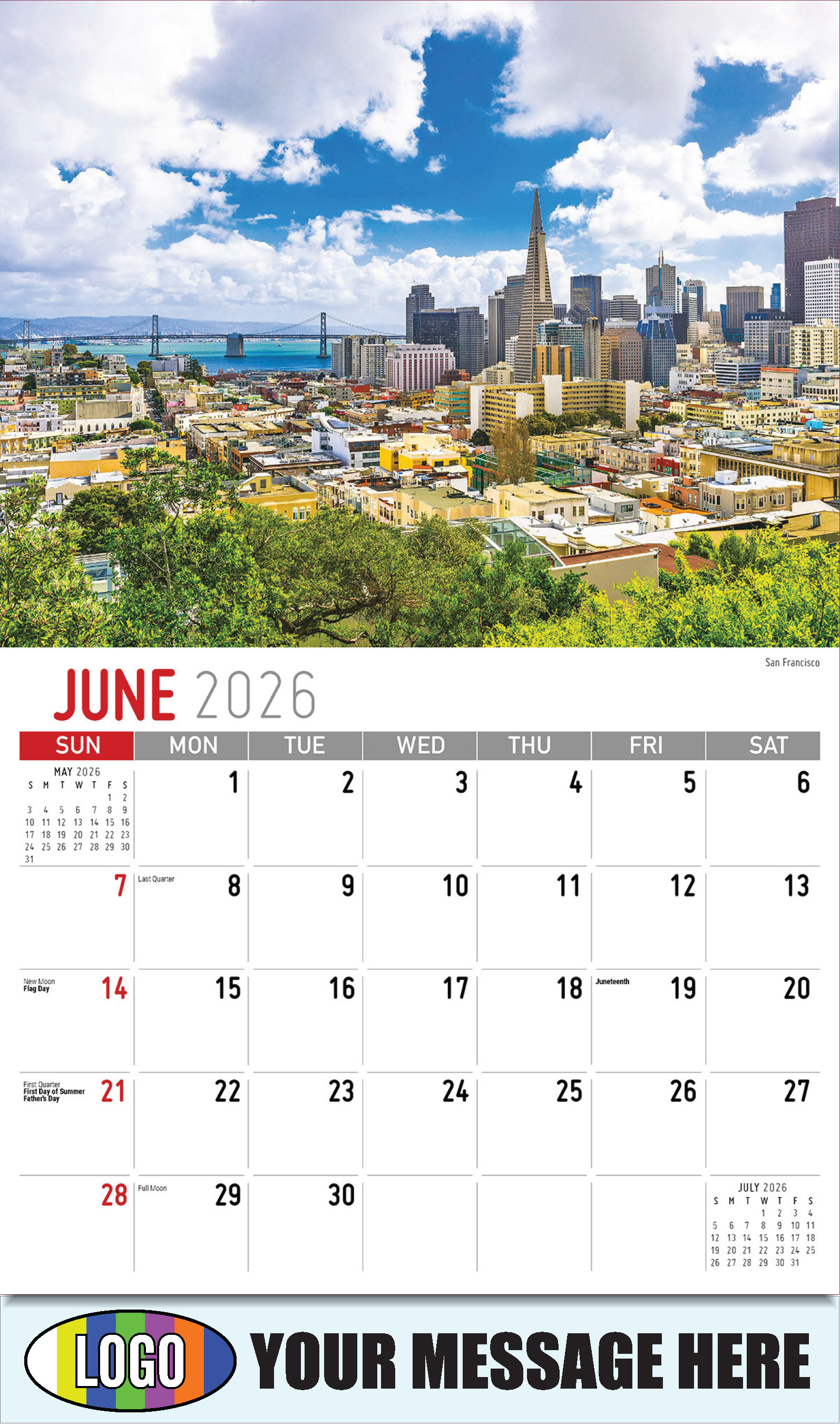 2026 Business Advertising Calendar - Scenes of California - San Francisco - June
