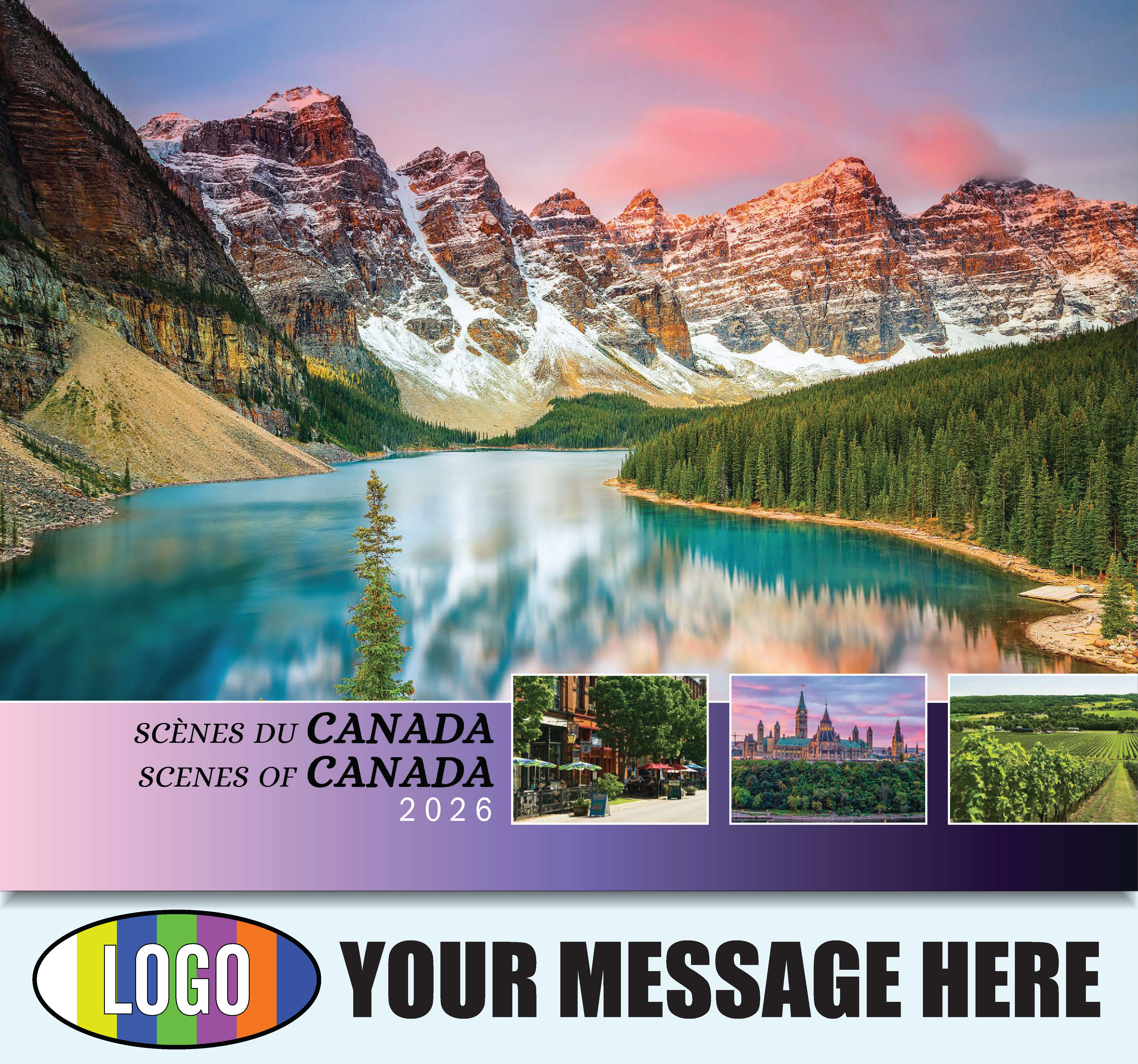 2026 Business Promotional Calendar - Scenes of Canada - Printed with your Logo, Name and message