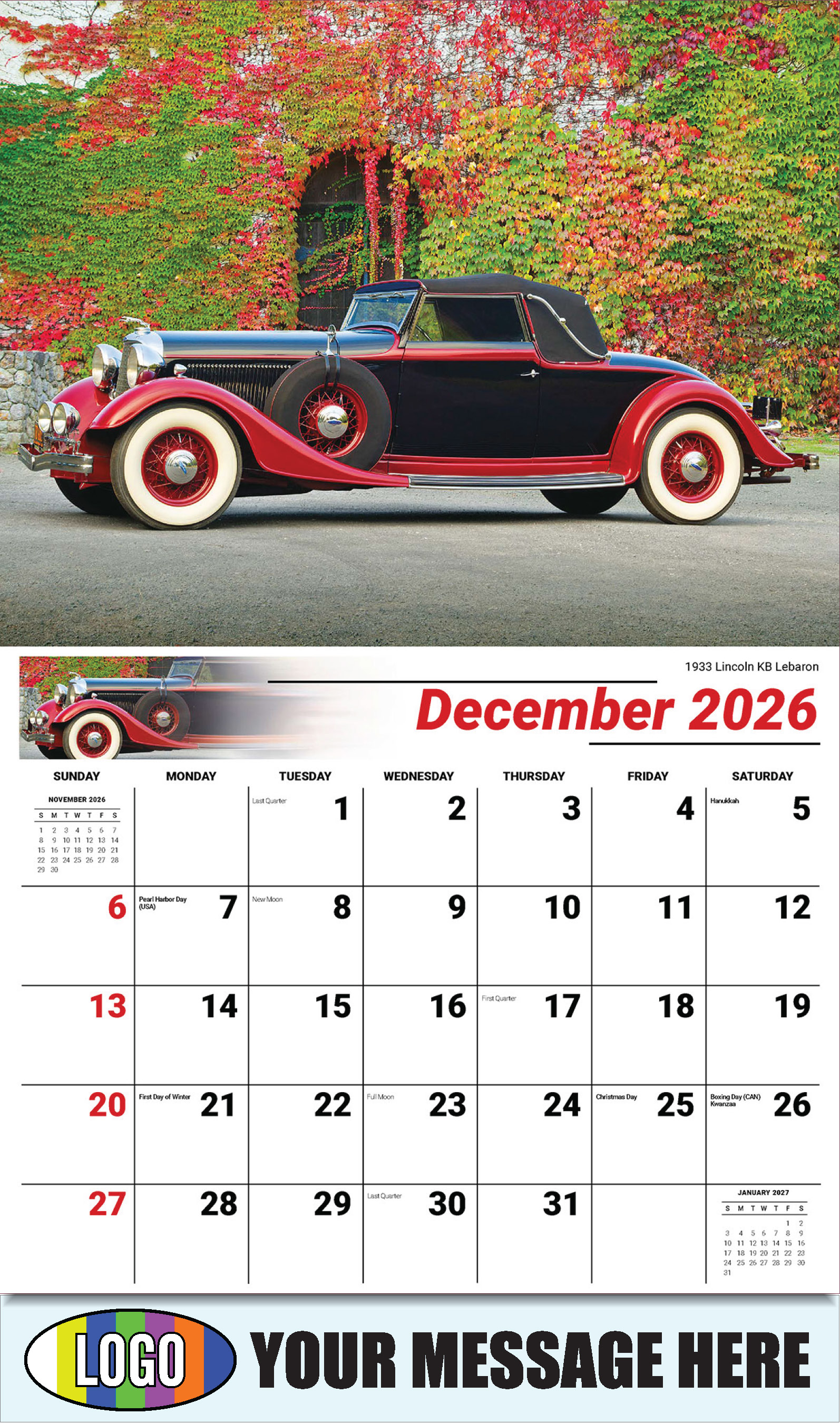 Ford Cars Wall Calendar 2026 Business Promotion low as 65¢